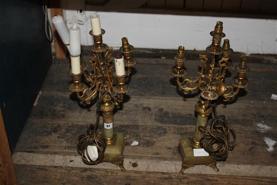 Pair of onyx candelabra